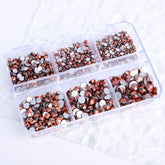 Mixed Sizes 6 Grid Box Rose Gold Glass FlatBack Rhinestones For Nail Art Silver Back WholesaleRhinestone